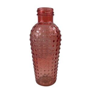 Vintage 1970's DPS Lardots Glass Hobnail Bubble Bottle Pink 8"